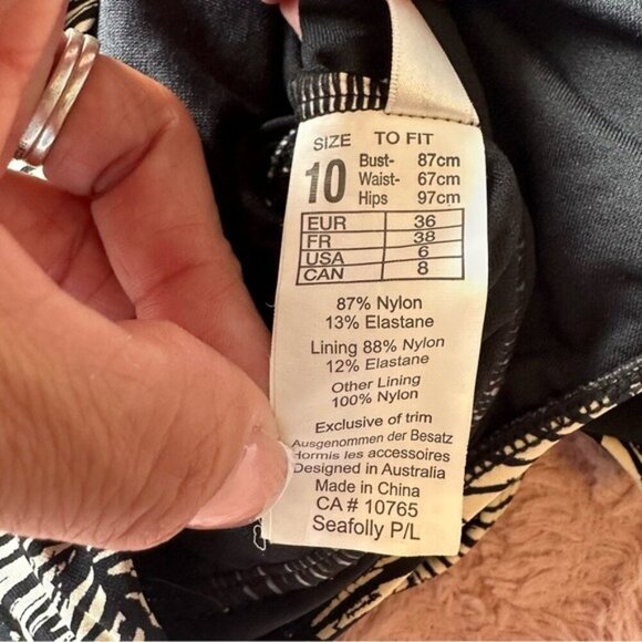 Seafolly Halter Tie Leaf Tropical Print Swimsuit High Cut sz 6 - Picture 11 of 12